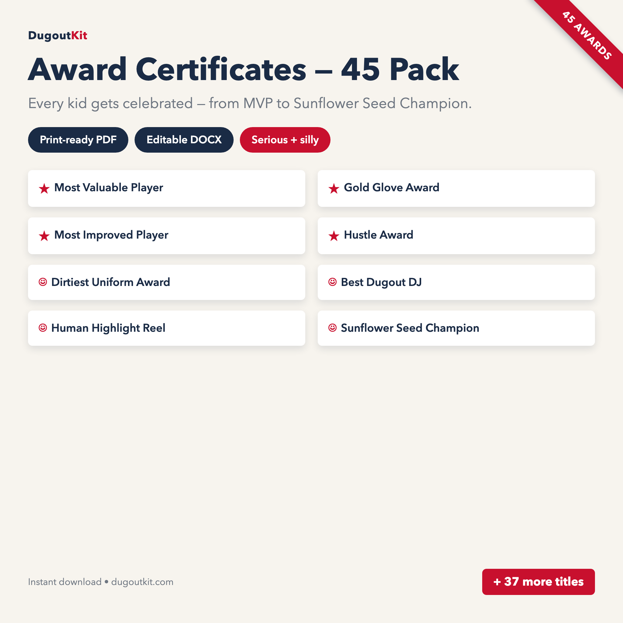 Award Certificates — 45 Pack