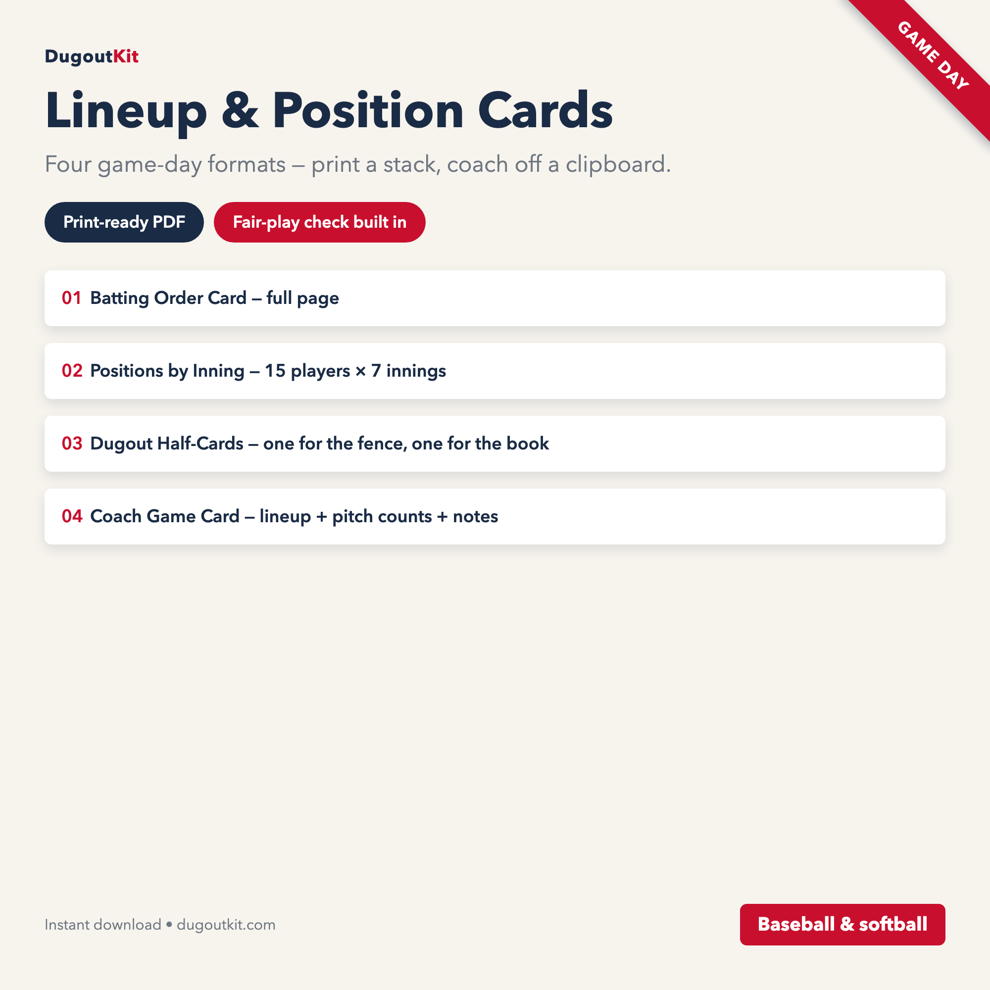 Lineup & Position Cards